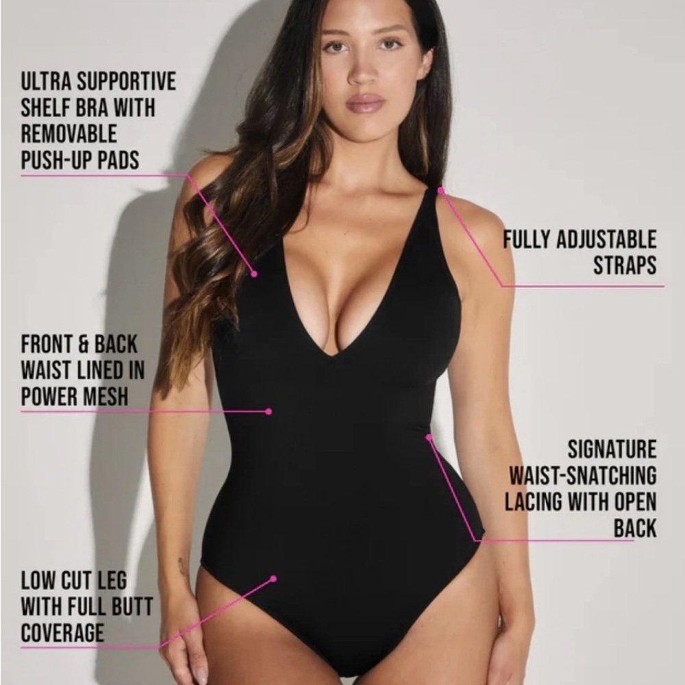 TA3 Swimwear Plungey Black One Piece Regular/Long MEDIUM BRAND NEW $178 MSRP
